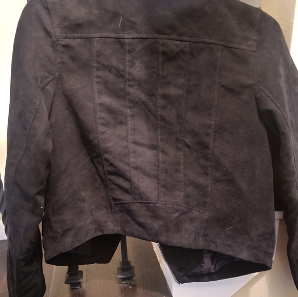 H&M BLACK MICROSUEDE JACKET. SIZE 13/14 Y - Picture 8 of 8